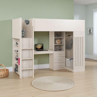 Seconique Jupiter High Sleeper Bed in Taupe | Size: Single