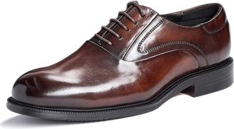 Generic Genuine Leather Mens Dress Shoes Handcrafted Vintage Oxford Shoes,Brown,10.5