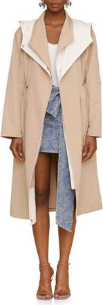 Avec Les Filles Layered Look Hooded Coat in Mushroom/Ecru at Nordstrom, Size Xx-Large