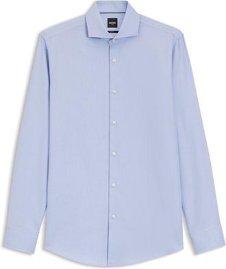 BOSS Slim-fit shirt in structured wrinkle-free cotton
