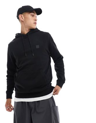 Boss Orange by Hugo Boss Wetalk - Felpa con cappuccio nera-Nero