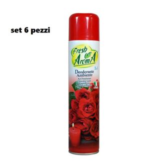 Trade Shop Trade Shop - Set 6 Pz Deodorante Per Ambiente Spray Profumo Casa Fresco 300 Ml Rose Rosse