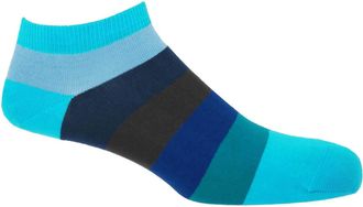Peper Harow Block Stripe Mens Trainer Socks - Aqua