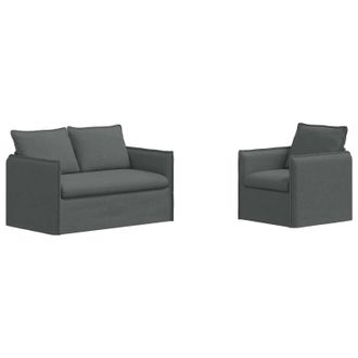 vidaXL Juego De Sof&aacute; 2 Uds. Gris Oscuro Tela Vidaxl
