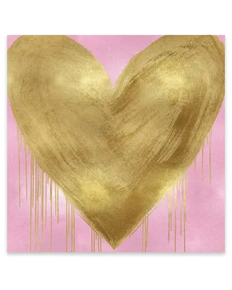 iCanvas Icanvas Big Hearted Gold On Pink Print On Acrylic Glass By Lindsay Rodgers