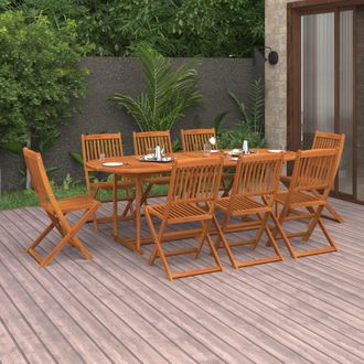 Berkfield Home 9 Piece Garden Dining Set Solid Acacia Wood in Brown
