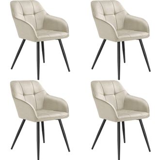 TecTake Dining Chair Marilyn Set Of 4 - Cream/Black in Cream | Size: 4 Pack