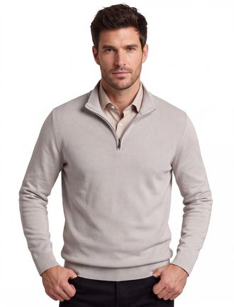 Gentiluomo Half zip trui Gentiluomo beige textuur