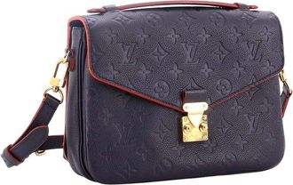 Louis Vuitton Blue Monogram Empreinte Leather Pochette Metis (Authentic Pre-Loved)