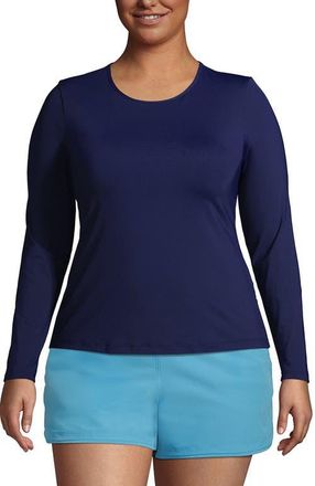 Lands End Plus Size SunShade UPF 50 Long Sleeve Relaxed Rash Guard in Deep Sea Navy at Nordstrom, Size 2X