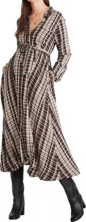 Hatch Womens The Alyssa Long Sleeve Dress In Black Plaid