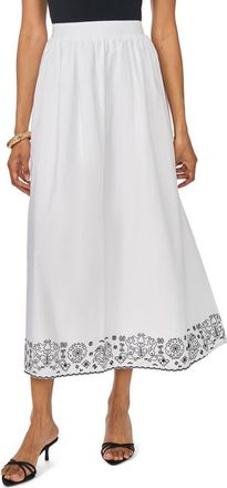 Vince Camuto Stencil Print A-Line Cotton Skirt in Rich Black at Nordstrom, Size 16