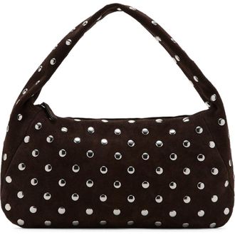 Mango Studded Suede Shoulder Bag in Chocolate at Nordstrom