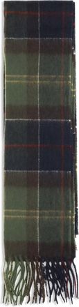 Barbour Womens Tartan Merino Wool Fringed Scarf Multicolour Scarfs