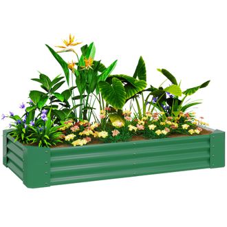 OUTSUNNY Galvanised Raised Garden Bed - 180x90x30cm Raised Planter - Green | TJ Hughes