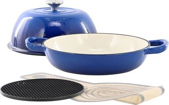 MegaChef 6Qt Enameled Cast Iron Bread Pot With Baking Mat