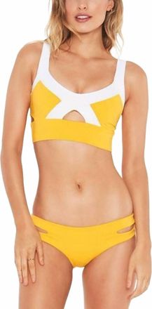 L*Space Solid Estella Classic Bikini Bottom In Sunshine Gold