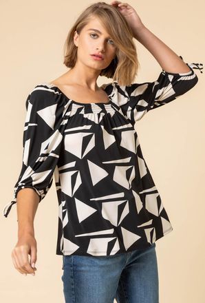 Roman Geo Print Square Neck Top