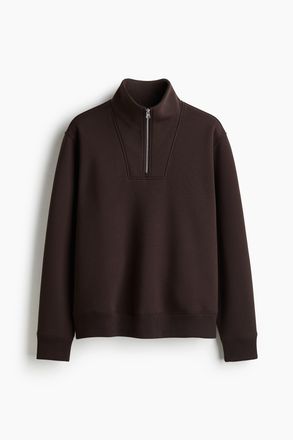 H&M Sweatshirt mit Zipper in Regular Fit - Dunkelbraun
