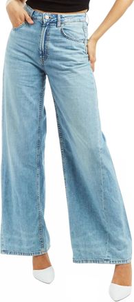 Tractr Womens Wide Leg Outseam Jeans In Medium Light
