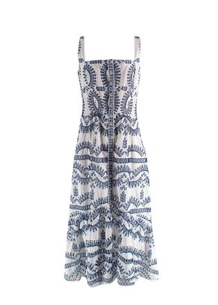 Charo Ruiz Ibiza Nissy Blue and White Midi Dress Size M