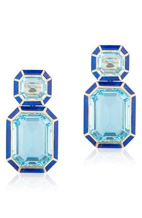 Goshwara M&eacute;lange Emerald-Cut Drop Earrings in Pale Blue at Nordstrom