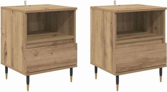vidaXL Armario de Noche con cajón 2 pcs Roble artisan 40 x 35 x 50 cm vidaXL