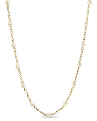Jewelmak 14K White Pearl & Pearl Necklace