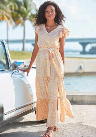 Lascana Womens Flutter Sleeve Maxi Dress