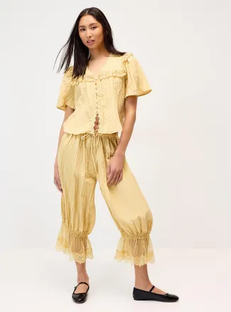 Twik Womens Satiny wrinkled effect bloomer pant