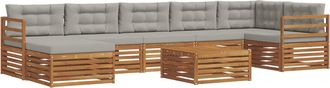 vidaXL Conjunto De Sof&aacute;s De Exterior 8 Uds. Gris Natural Y Claro Vidaxl
