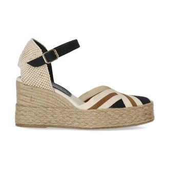 Paloma Barcel&oacute; Sicily Wedge Espadrille van canvas - Dames - Sleehakken - Zwart - 39 EU - Schoenen