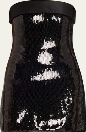 Sergio Hudson Strapless Sequined Mini Dress