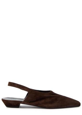 Khaite Cecilia Suede Slingback Flats - Brown - 40 (IT40 / UK7)