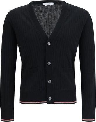 Thom Browne Black Wool Oves Aries Mens Cardigan