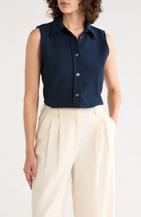 Elie Tahari Sleeveless Buttoned Top in Navy at Nordstrom Rack, Size X-Small
