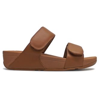 FitFlop Lulu Adjustable Leather Womens Comfort Sandals - Light Tan - Size:UK 5.5