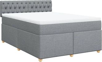 vidaXL Vidaxl - Cama Box Spring Con Colch&oacute;n Tela Gris Claro 140x190 Cm
