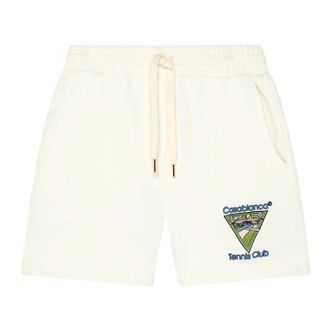 Casablanca Mens Embroidered Tennis Club Icon Off-white Shorts Cotton - Size X-Small