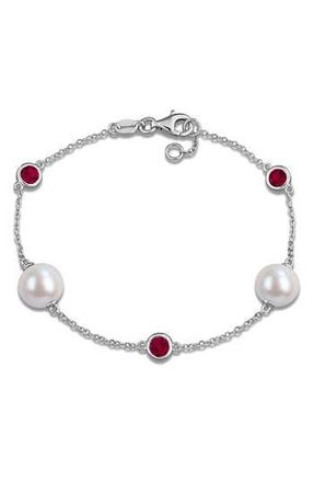Delmar 8.5-9mm Cultured Freshwater Pearl & Stone Station Bracelet at Nordstrom Rack
