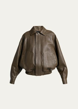 Saint Laurent Grained Lambskin Leather Bomber Jacket