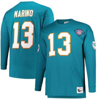 Mitchell & Ness Mens Mitchell & Ness Dan Marino Aqua Miami Dolphins Big & Tall Cut & Sew Player Name & Number Long Sleeve T-Shirt at Nordstrom, Size Xxx-Large