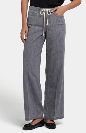 NYDJ Teresa Drawstring Waist Wide Leg Jeans in Pearl Versailles at Nordstrom, Size 14