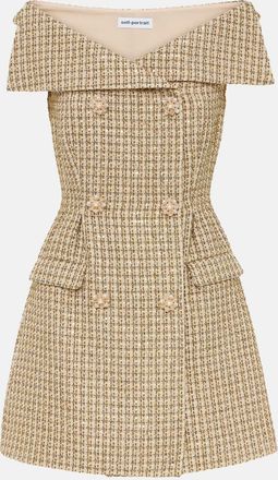 Self Portrait Off-shoulder boucle minidress