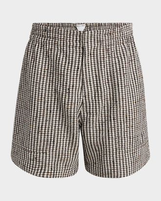 Bottega Veneta Men & apos;s Knotted Mini-Check Shorts