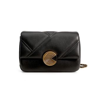 Generic Genuine Leather Crossbody Bag for Women Chain Purse Quilted Shoulder Bag Fashion Chain Leather Handbag Totes (Black)