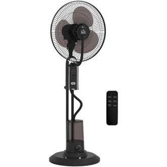 HOMCOM Homcom Ventilador Nebulizador Oscilante 75 W Temporizador Tanque 3,2l Mando A Distancia 3 Velocidades 3 Aspas Y Pantalla Led Negro