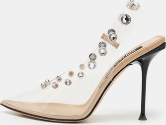 Sergio Rossi Transparent Pvc Studded Slingback Pumps