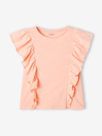 Vertbaudet M&auml;dchen T-Shirt mit Volants pfirsich