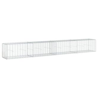 Berkfield Home Gabion Basket with Cover 400x50x50 cm Galvanised Iron in Silver | Size: 400 x 50 x 50 cm